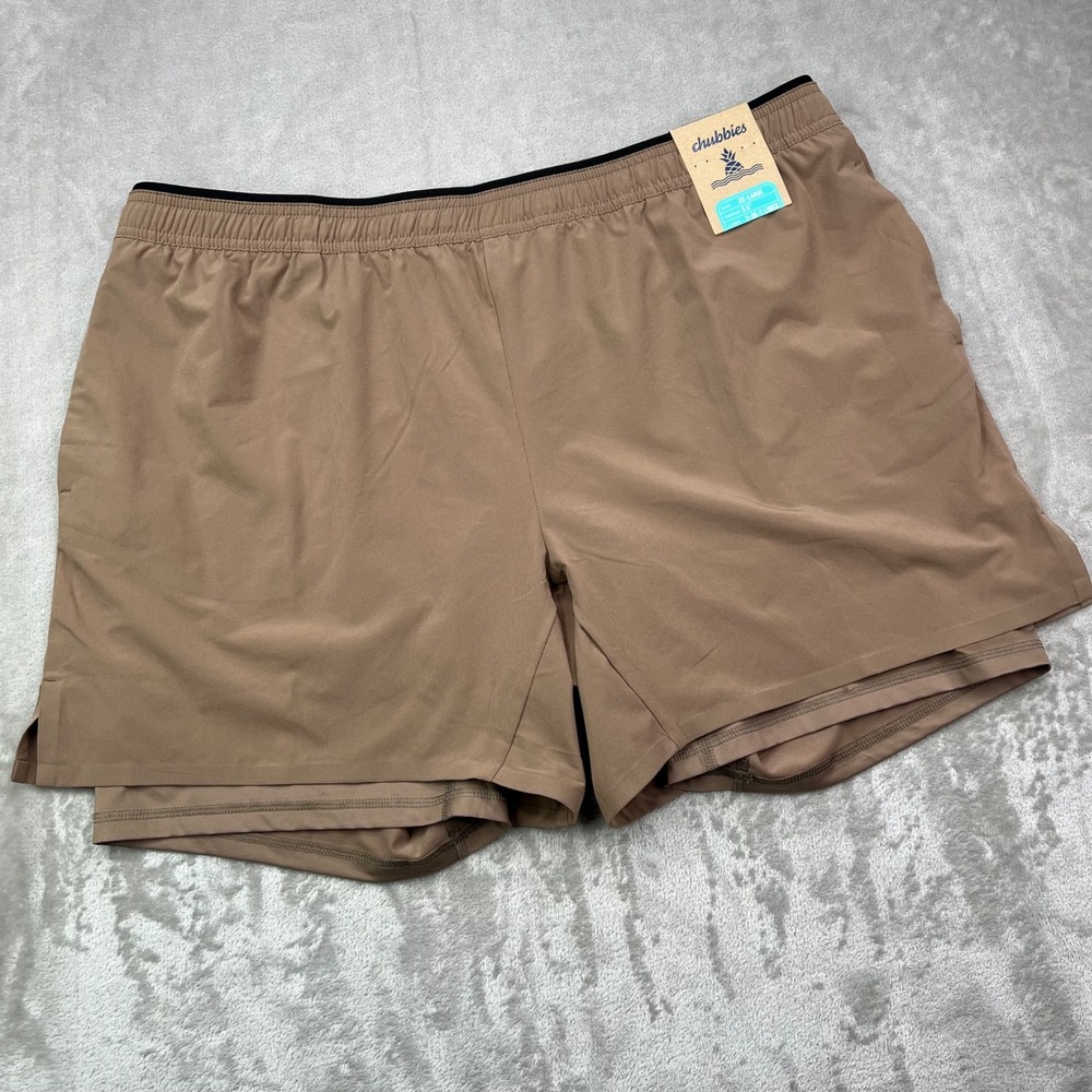 Chubbies The Mudslides Training Shorts Mens 2XL Brown Solid 2-in-1 Liner 5.5in